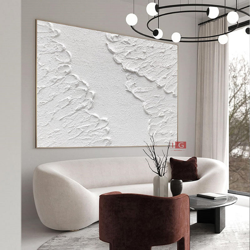 Luxury White Abstract Painting White 3D Textured Painting White 3D Minimalist Painting Large White Abstract Painting Modern abstract painting