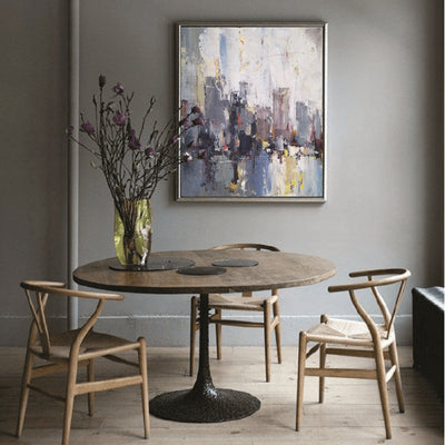 Abstract City Skyline Painting Big Modern Chicago Cityscape Art Urban Painting 