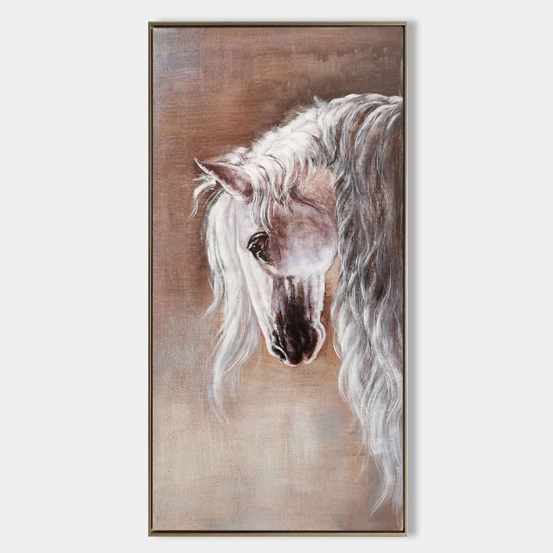 Arabian White Horse Paintings On Canvas Horse Portrait Painting Oversized Horse Art