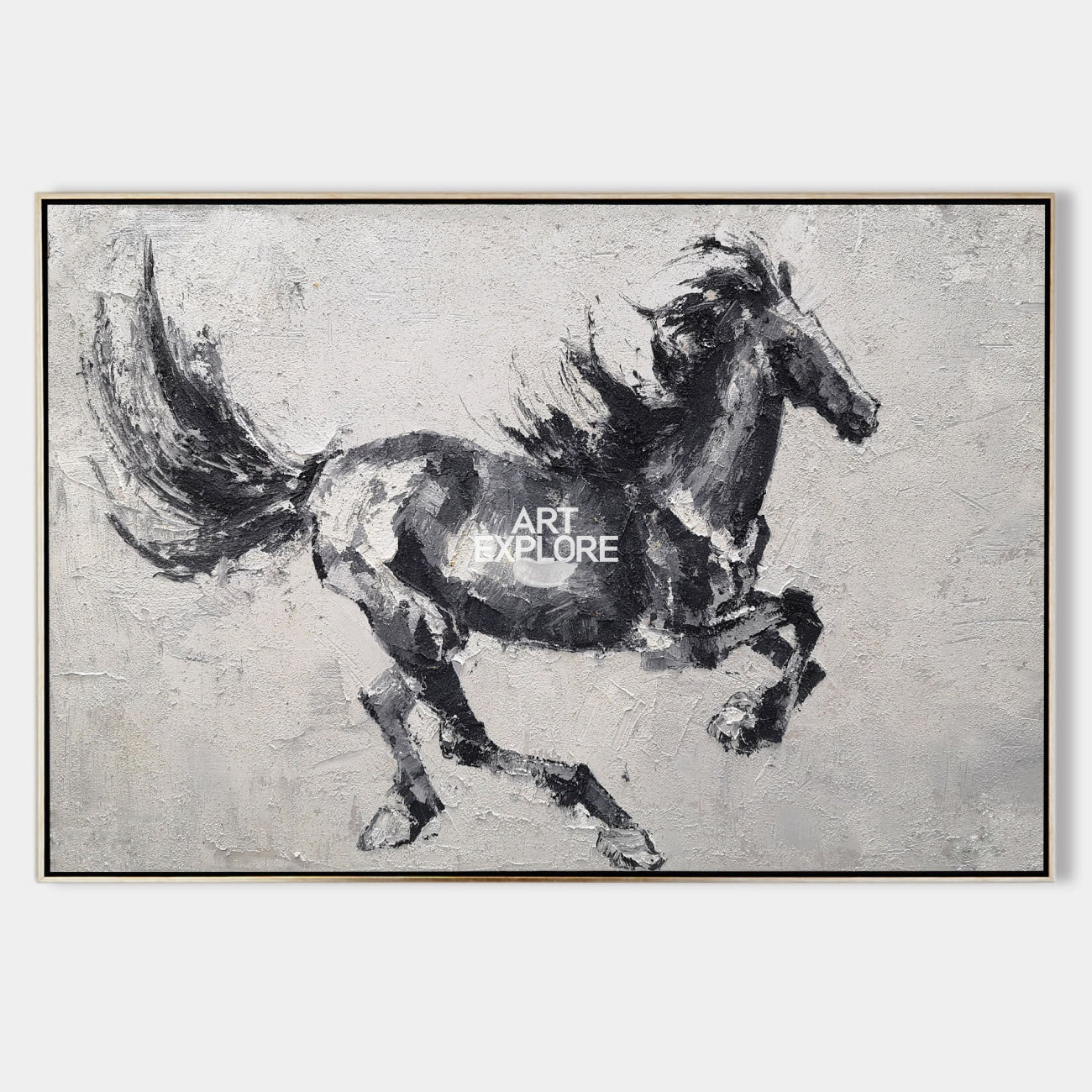[PRODURunning Horses Canvas Wall Art Large Wild Horse Canvas Art Black Horse PaintingCT_TITLE]-[SHOP_NAME]