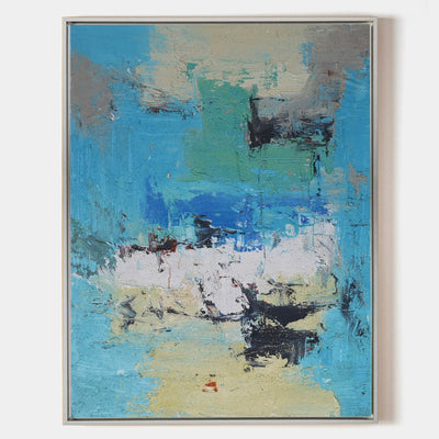 Large Abstract Canvas Art Blue And Yellow Wall Abstract Canvas Art Textured Abstract Painting