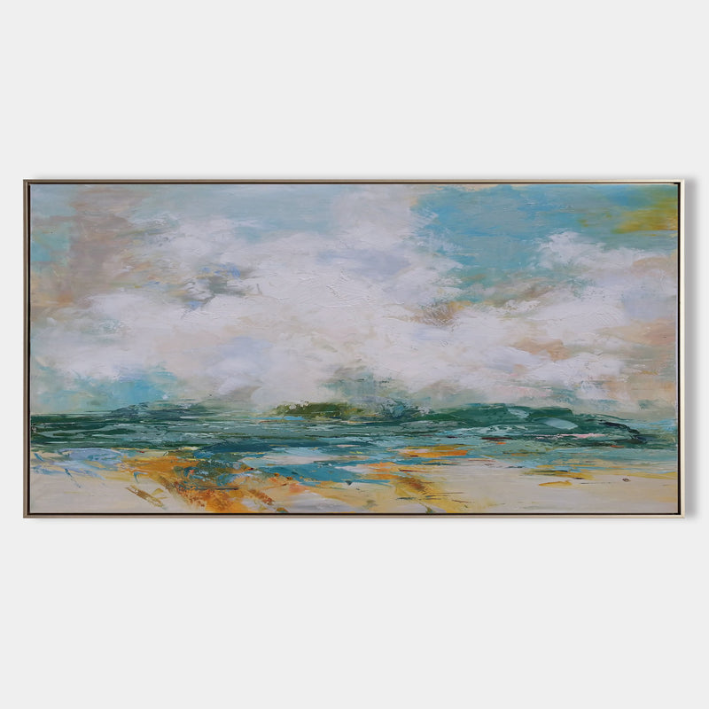 Large Impressionist Seascapes Beach Scene Painting On Canvas Panoramic Canvas Painting For Livingroom