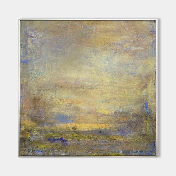 Yellow Abstract Painting Square Modern Canvas Art Extra Large Artwork