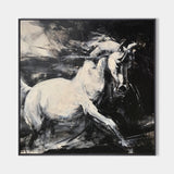 Large Running Horses Painting Black And White Horse Art Extra Large Abstract Horse Wall Art