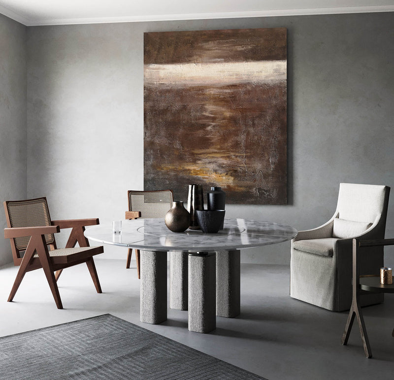 Abstract Ocean Painting Brown Abstract Wall Painting Ocean Acrylic Painting Vertical Canvas Art