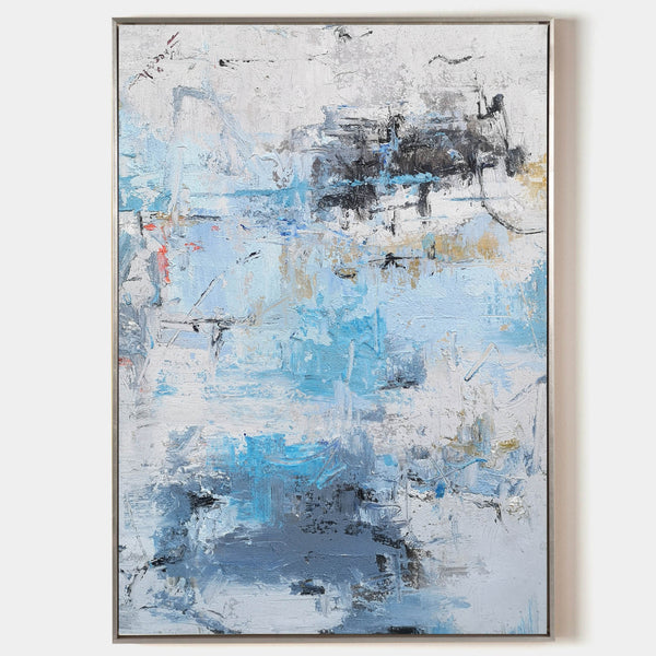 Large Abstract Painting On Canvas Blue And White Art Canvas Modern Huge Abstract Canvas Art