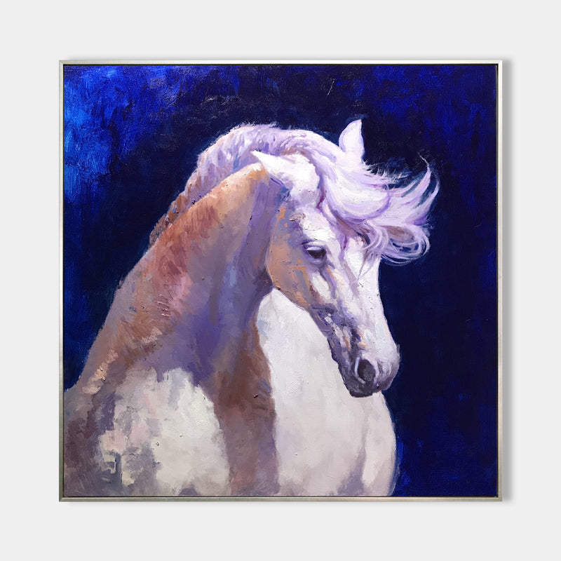 Large White Horse Painting On Canvas Big Horse Wall Art Modern Horse Art