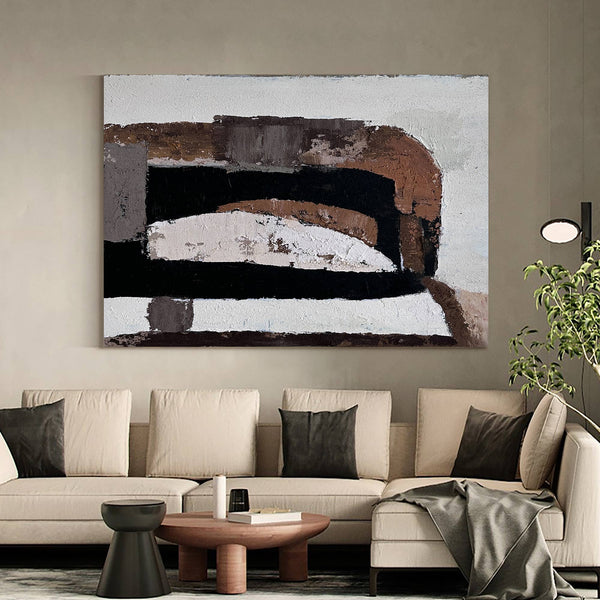 Large Abstract Oil Paintings On Canvas Wall Art Brown Acrylic Painting Modern Wall Art For Interior