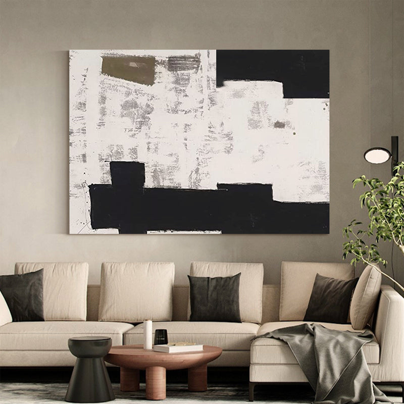 Wabi-sabi minimalist canvas art, Black and white minimalist wall, large abstract art on canvas