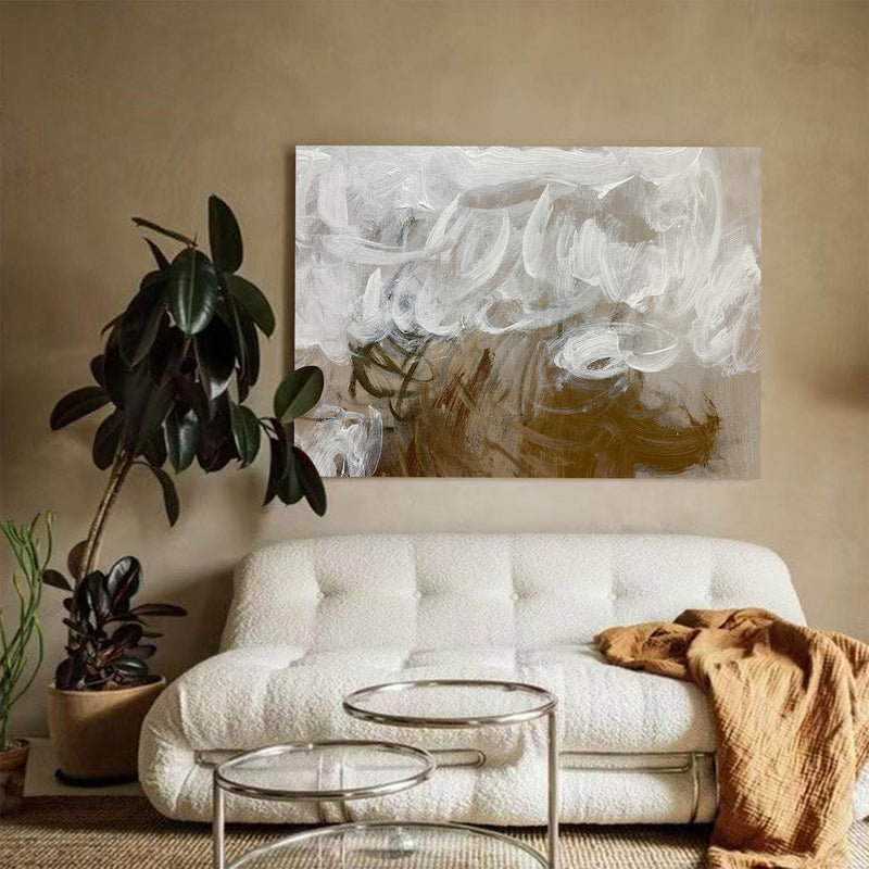 Modern Beige Abstract Wall Art Large Canvas Wall Art Abstract Acrylic Painting For Livingroom