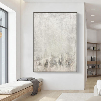 Gray And White Wall Art White Minimalist Painting On Canvas Large Canvas Art 