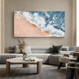 Modern Blue Wave Beach Painting Contemporary Seascape Wall Art Ocea Panoramic Art