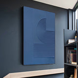 3D Blue Textured Abstract Wall Art Blue 3D Minimalist Painting Large Blue Abstract Painting