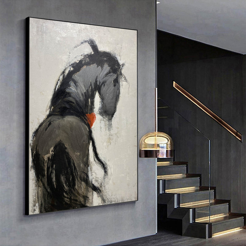 Large Black Horse Wall Art Wild Horse Oil Paintings On Canvas Horse Modern Wall Art For Sale