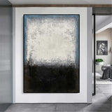 Black White Blue Abstract Minimalist Acrylic Painting On Canvas Modern Canvas Art Large livingroom wall art