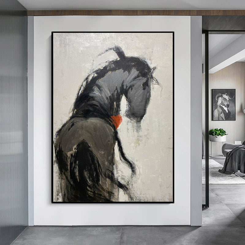 Large Black Horse Wall Art Wild Horse Oil Paintings On Canvas Horse Modern Wall Art For Sale