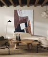 Modern Abstract Art Brown Abstract Canvas Wall Art, Large Abstract Acrylic Painting For Sale