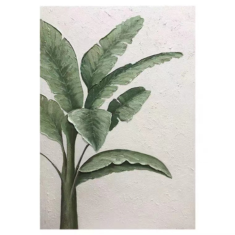 Gaint Leaf Landscape Wall Art Green Acrylic Painting Canvas Wall Decor Artworks For Sale