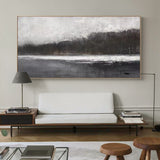 Large Black And White Abstract Art, Landscape Canvas Wall Art Modern Acrylic Painting For Sale