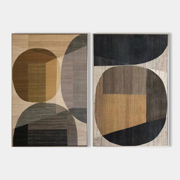 Wabi-sabi Brown Minimalist Set Of Two Wall Art Khaki Minimalist Canvas Art Large Minimalist Painitng For Sale