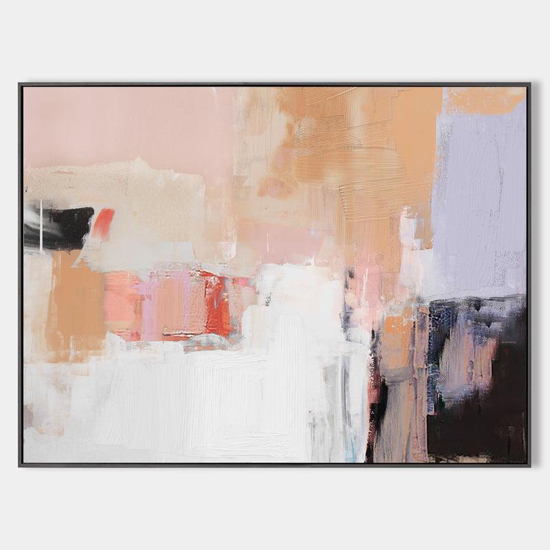 Pink And White Wall Art Huge Contemporary Abstract Painting For Living Room