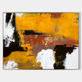 Original Textured Abstract Modern Painting On Canvas Orange White Black