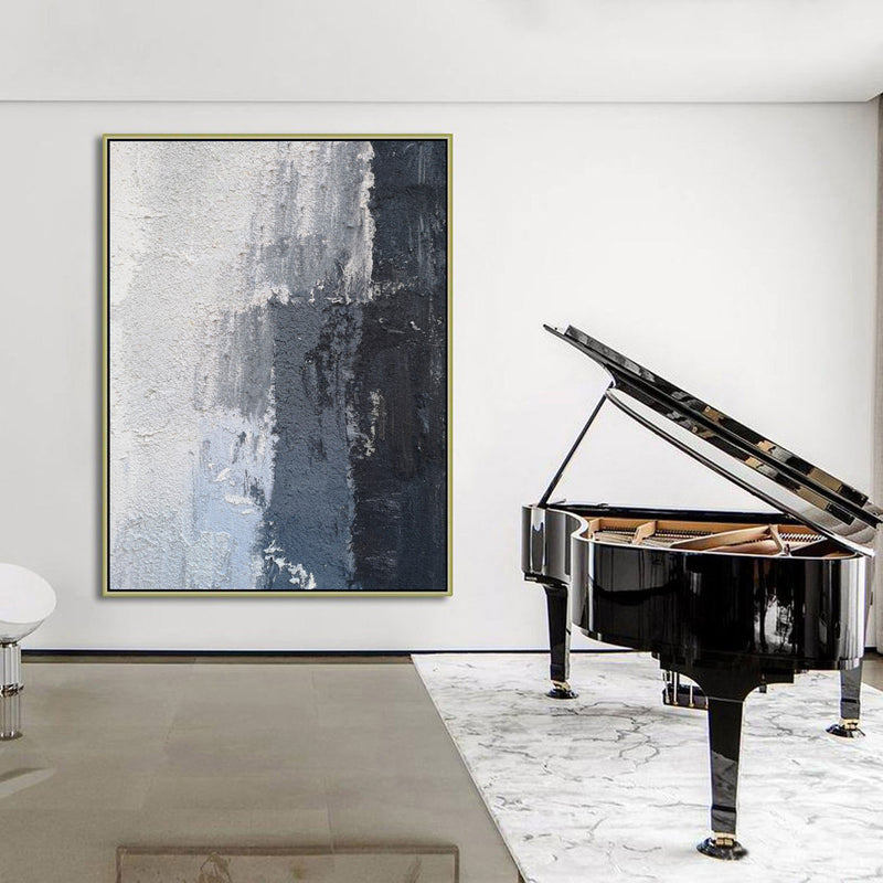 Minimalist Abstract Painting Large Black White And Grey Abstract Canvas Art Extra Large Textured Abstract Painting Impressionism Abstract
