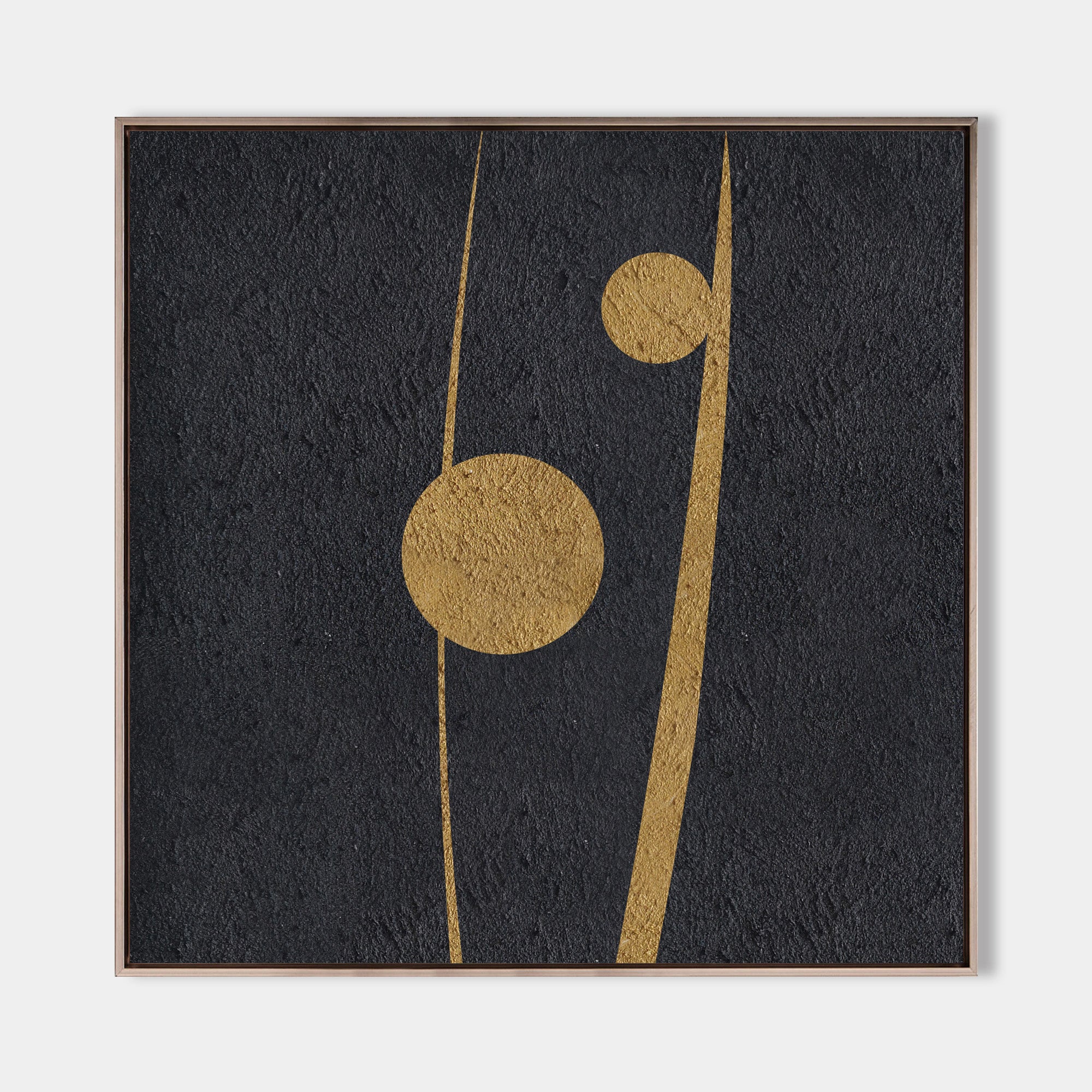 Modern Black And Gold Abstract Art Minimalist Acrylic Painting Framed ...