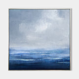 Blue Abstract Ocean Painting On Canvas Framed Modern Ocean Canvas Art Large Canvas Wall Art