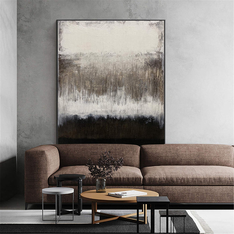 Modern Abstract Painting On Canvas Acrylic Abstract Contemporary Art Large Black White Grey Wall Art 