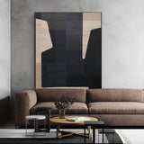 Black And Beige Abstract Art Minimalist Wall Art Modern Art Acrylic Painting Wall Decor Art