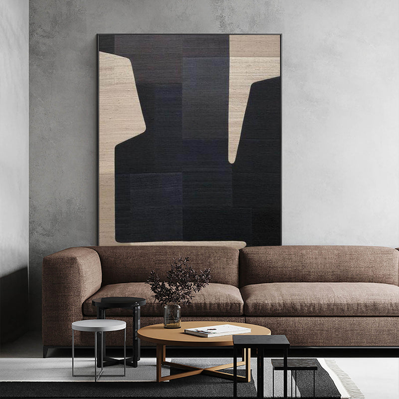 Black And Beige Abstract Art Minimalist Wall Art Modern Art Acrylic Painting Wall Decor Art