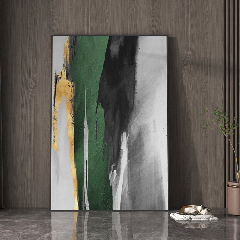 Extra Large Gold And Green Abstract Canvas Art Huge Navy Green Modern Abstract Acrylic Paitning For Livingroom