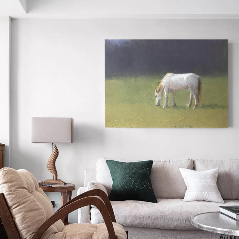 Large White Horse Acrylic Painting Horse Canvas Wall Art Modern Horses Painting For Sale