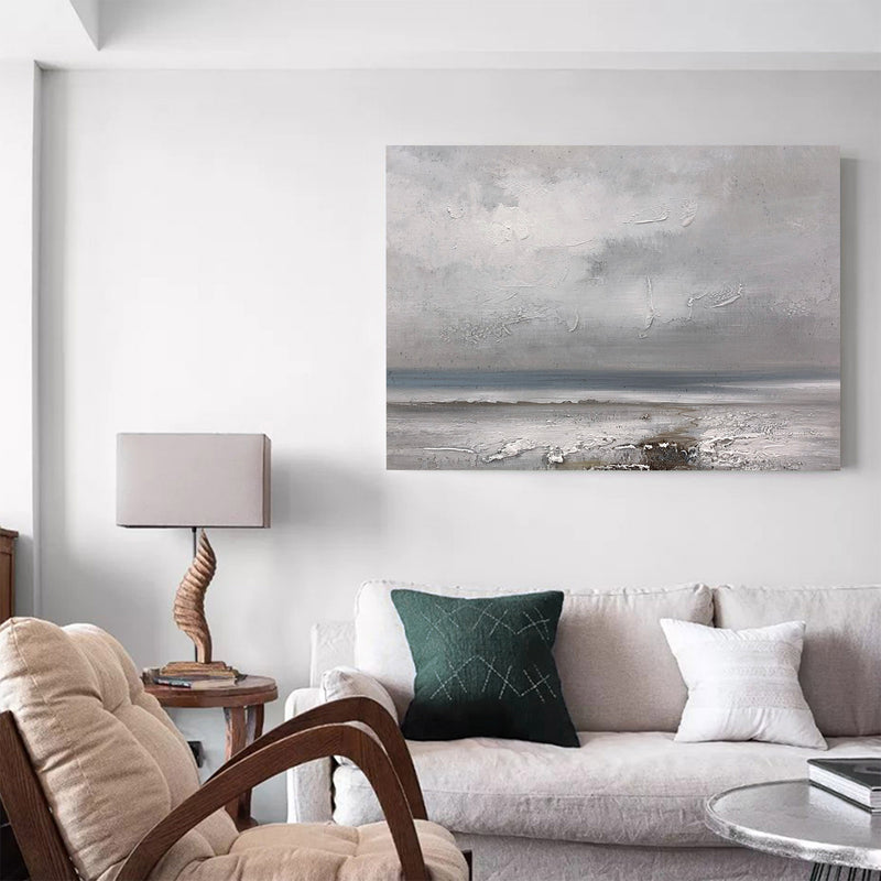 Large Grey Landscape Wall Art Modern Acrylic Paintings Livingroom Canvas Artwork For Sale