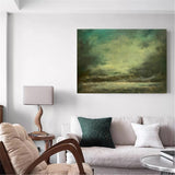 Impressionist Seascape Paintings Large Green Beach Canvas Wall Art Modern Beach Art