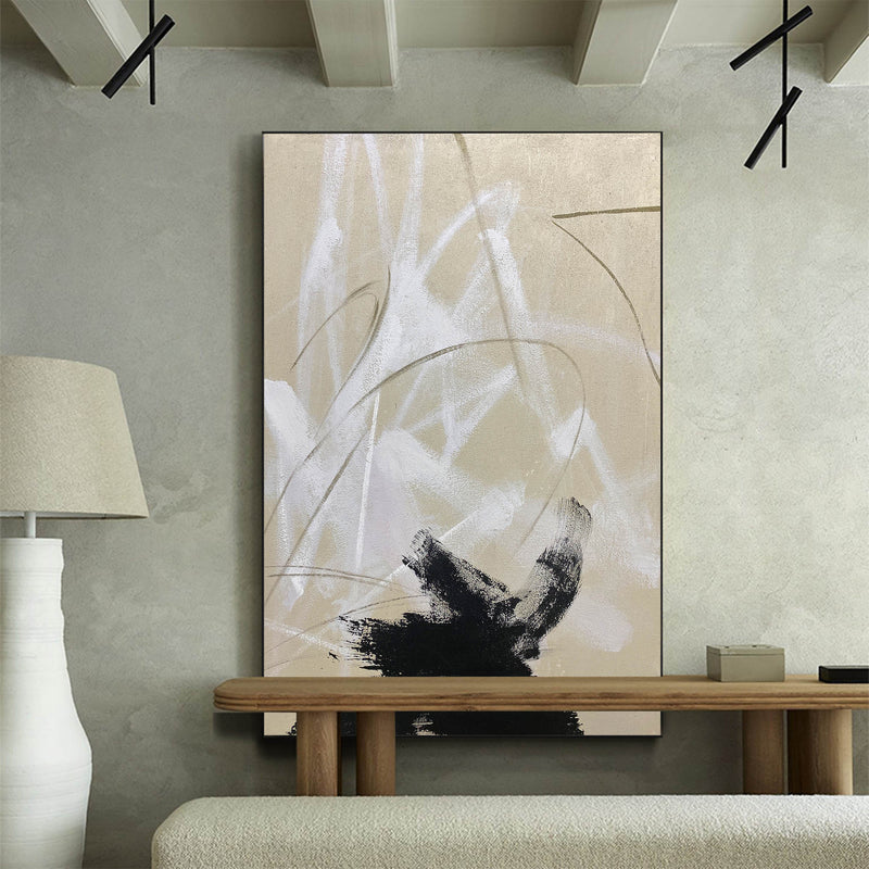 Modern Heavy Textured Painting Large Beige Abstract Wall Art Acrylic Painting For Livingroom