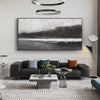 Large Black And White Abstract Art, Landscape Canvas Wall Art Modern Acrylic Painting For Sale