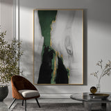 Large Green And Gold Abstract Wall Art Framed Abstract Art Green Abstract Painting Impressionism Abstract 