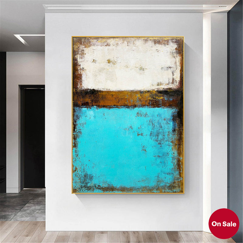 Blue And Gold Abstract Acrylic Painting Abstract Landscape Canvas Art Original Modern Abstract Art