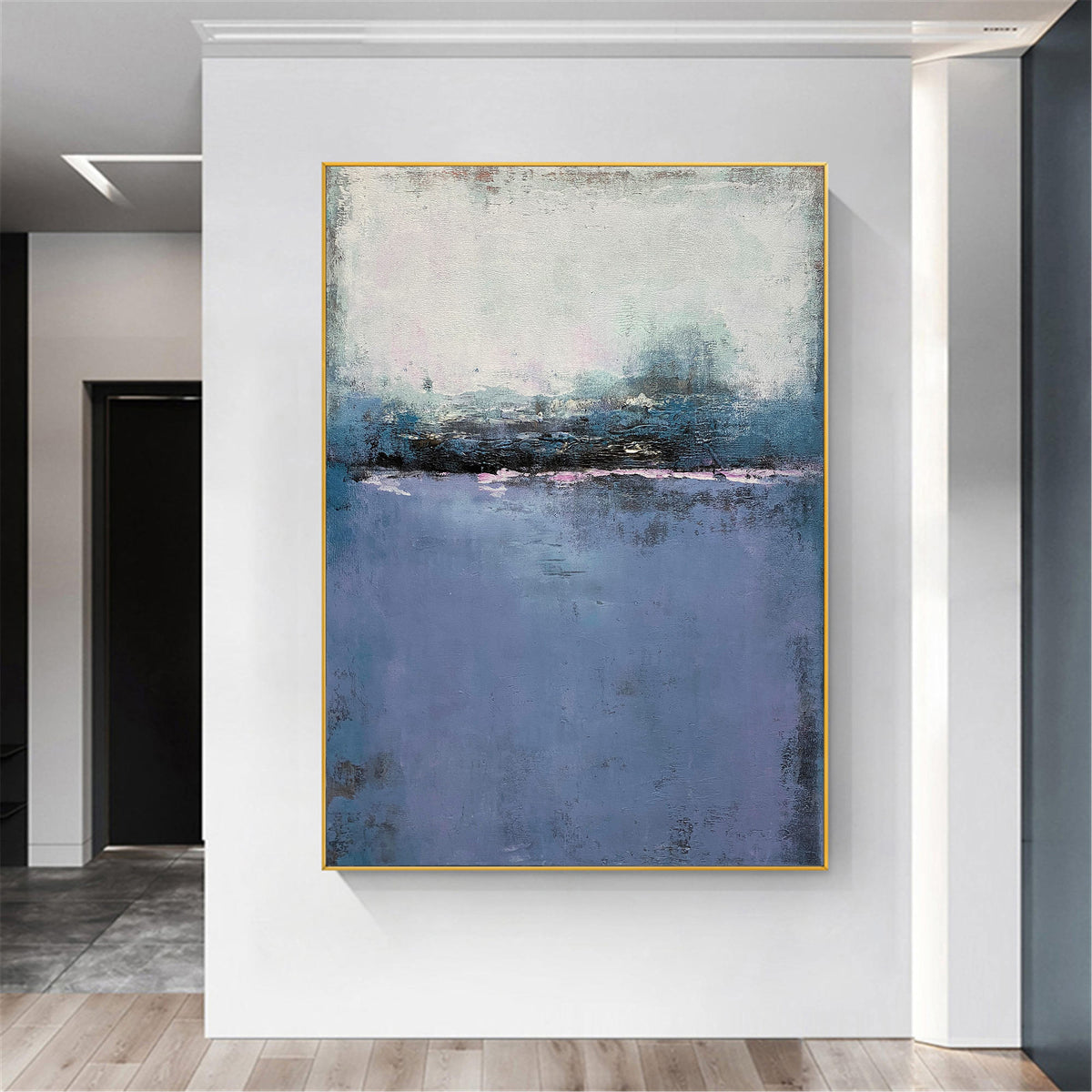 Blue Minimalist Acrylic Painting On Canvas Extra Large Minimal Canvas Art Abstract Minimalist Modern Wall Art