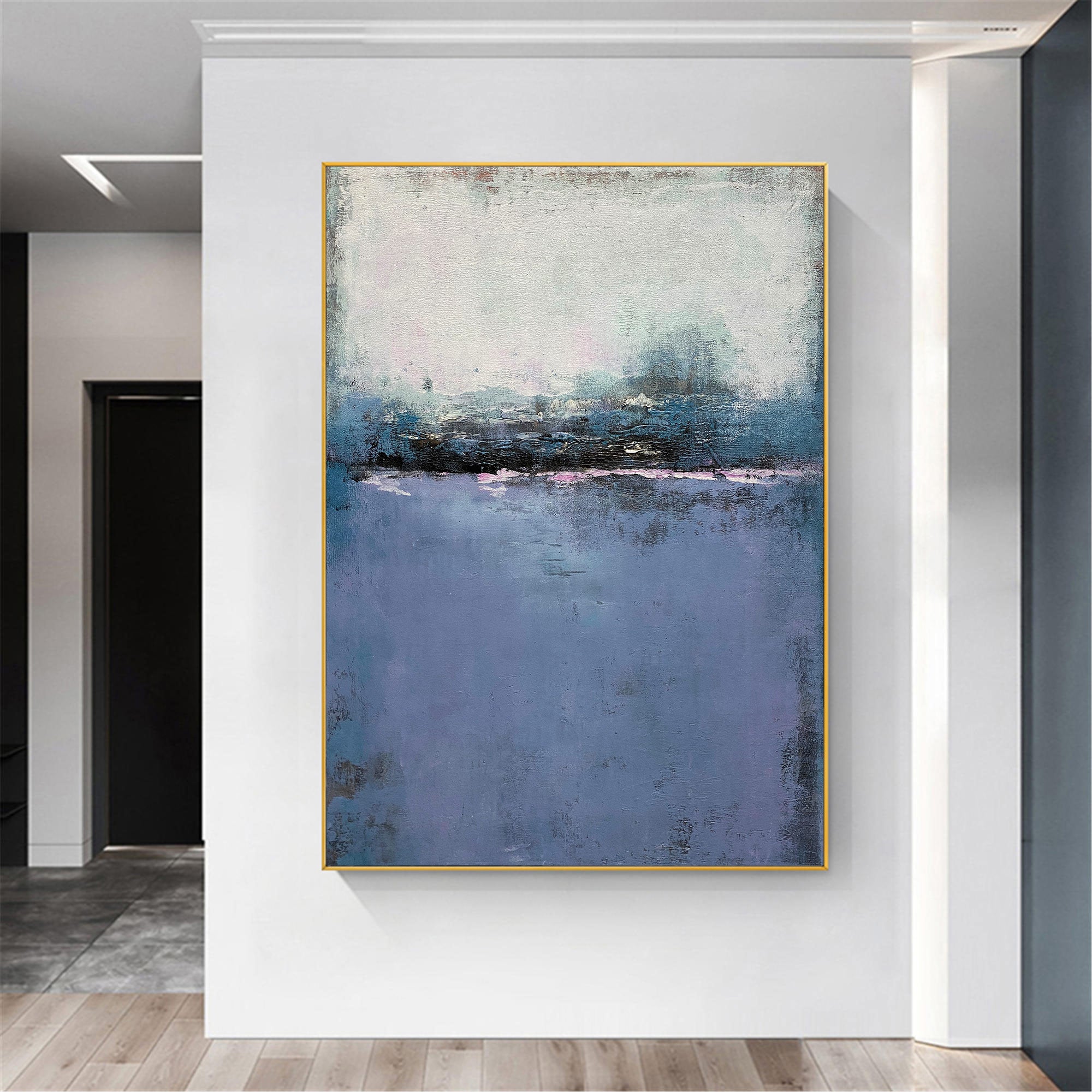 Blue Minimalist Acrylic Painting On Canvas Extra Large Minimal Canvas Art Abstract Minimalist Modern Wall Art