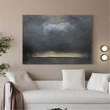 Impressionist Seascape Black and Gold Abstract Art Paintings Large Beach Canvas Wall Art  Modern Beach Art