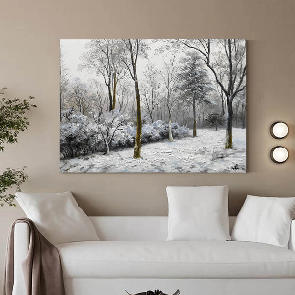 Winter Landscape with Snow Covered Trees Christmas Winter Wall Art Canvas Painting| Artexplore