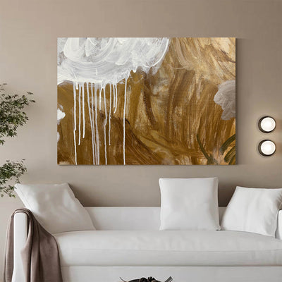 Modern Gold Canvas Wall Art Horizontal Abstract Wall Art Large Abstract Acrylic Painting For Sale