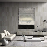 Large Contemporary Abstract Painting Grey Black Abstract Canvas Art Acrylic Painting
