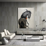 Large Black Horse Wall Art Wild Horse Oil Paintings On Canvas Horse Modern Wall Art For Sale