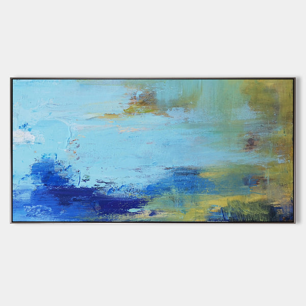 Abstract Seascape Paintings Acrylic Large Seascape Wall Art Beach Canvas Art Panoramic Abstract Painting For Livingroom