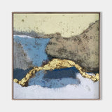 Abstract Landscape Art White Gold Wall Decor For Living Room