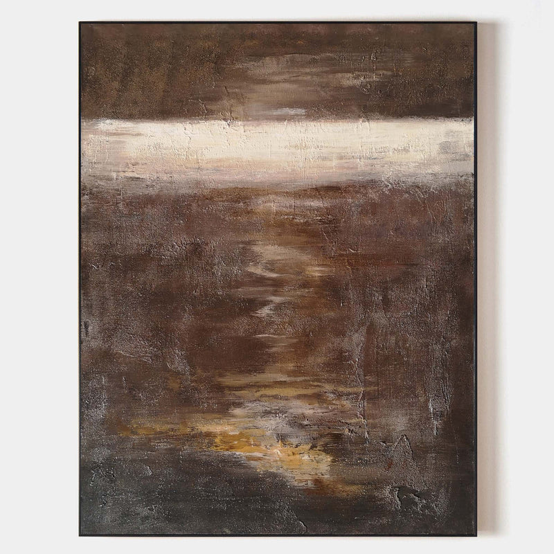 Abstract Ocean Painting Brown Abstract Wall Painting Ocean Acrylic Painting Vertical Canvas Art